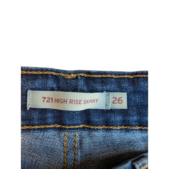 LEVI'S 721 RED TAB ZIPPER FLY WOMENS HIGH RISE SKINNY JEANS SIZE 26 (Actual 23) - Picture 4 of 8
